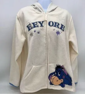 Disney Eeyore Fleece Zip Front Jacket w/Kangaroo Pockets & Eeyore Patch-Size 7-9 thumbnail 1