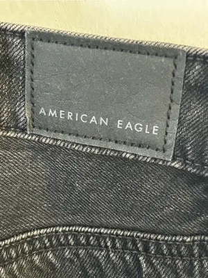 New American Eagle Outfitters Wide Leg Baggy A-Line Fit Black Women's Denim Jean thumbnail 3
