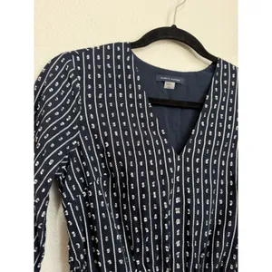 Tommy Hilfiger Women's Petite Long Sleeve Tie Tiered Skirt 3/4 Sleeve Blue $119 thumbnail 4