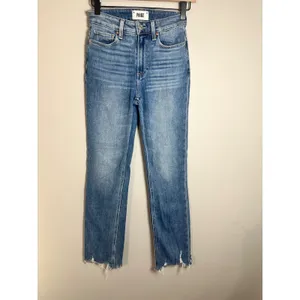 Paige Cindy High‎ Rise Straight Leg Jeans Mel Destroyed Raw Hem 24 thumbnail 4