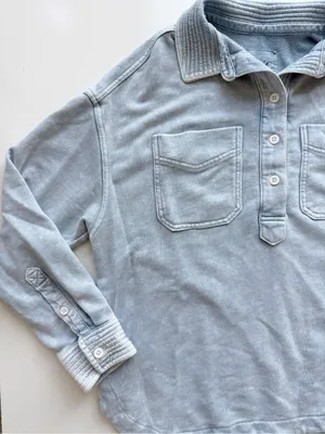 Aerie Oversized Quarter Snap Sweatshirt Blue XS thumbnail 3