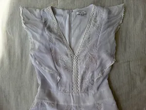 gorgeous BTFL-life white embroidered metallic palm leaf romper thumbnail 3