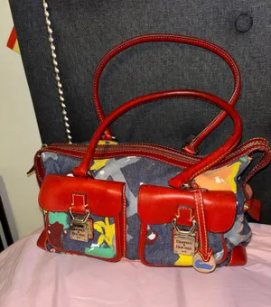 Dooney & Bourke Graffiti Denim Shoulder Bag RARE HTF! thumbnail 1