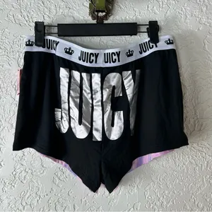 Juicy Couture | 2 Set Shorts Black & Lilac Swirl NWT Size M thumbnail 5