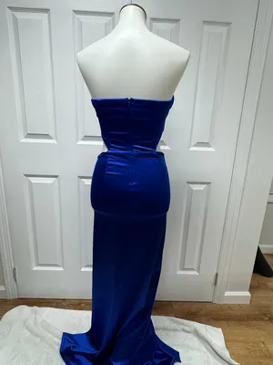 Lucy‎ in the Sky Satin Cutout Corset Maxi in Blue - Size S - NEW Without Tag. thumbnail 14