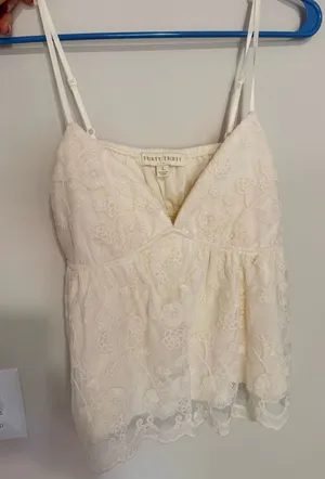 Cream Strappy Tank Top White Size L thumbnail 1