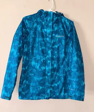 Columbia women’s blue pattern rain jacket windbreaker S thumbnail 1