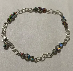 Elegant Sterling Silver and Multicolor Beaded Bracelet thumbnail 1