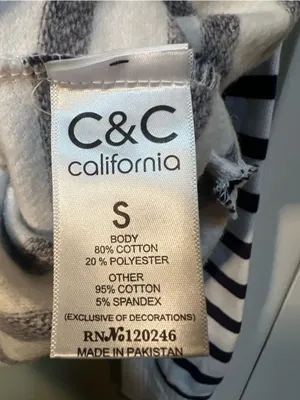 C&C California Women's Size Small Half Zip Sweatshirt White Navy‎ Stripes Cotton thumbnail 10