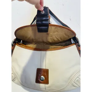 COACH White Brown Saddle SoHo Leather Hobo Leather Handbag F10192 thumbnail 3
