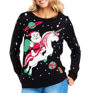 Tipsy Elves Women Santa Unicorn Ugly Christmas Sweater by Size Small thumbnail 1