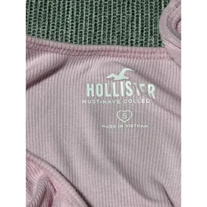 Hollister Must-Have Collection Pink Ribbed Ruched Side Tie Crop Tank Top Small thumbnail 3