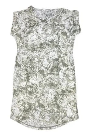 NWT Merrill Knit Travel Dress Green Putty Print Short Sleeve T-Shirt Dress Small thumbnail 1