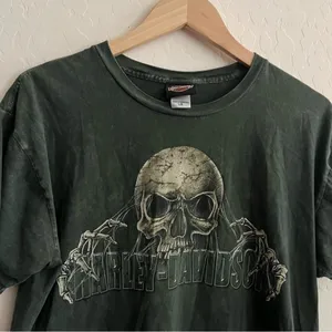 Harley Davidson Green Wyoming Graphic Tee Skull thumbnail 4