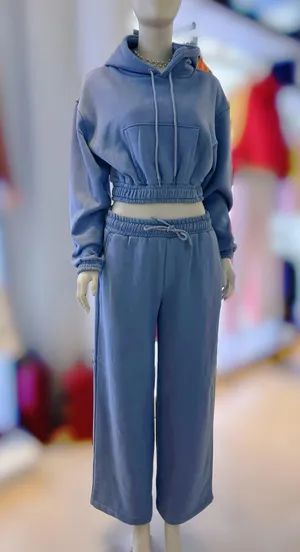 Long Sleeve Sweatsuit Set With Hoodie And Wide Legs Size XS thumbnail 1