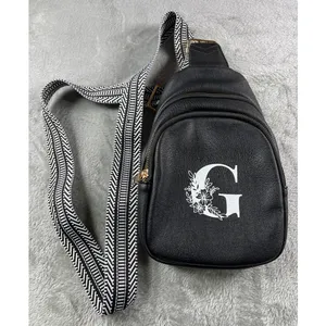 Black Monogram G Mini Backpack Sling Bag Hidden Zipper Compact Travel Pack Chic thumbnail 2