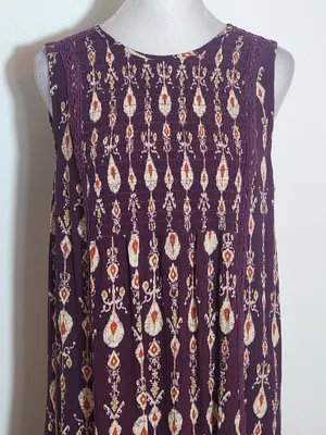 Knox Rose Purple Print Boho Mini Dress Size Medium Flaw thumbnail 2
