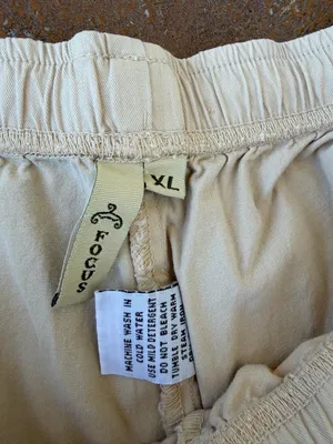 Vtg beige wide leg capri cargo pant drawstring waist sz XL thumbnail 6