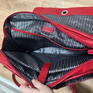 Buxton | Red Faux Leather Laptop Quilted Flap Turn Lock Work Briefcase Tote Bag thumbnail 6
