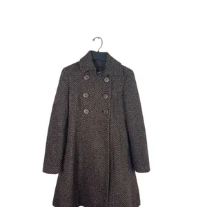 Via Women’s 0P Petite Brown Herringbone Wool Blend Fit & Flare Peacoat Button thumbnail 2