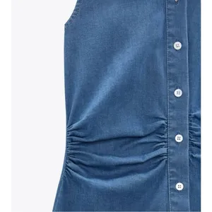 ✨Zara Denim Button Down Smocked Sz Large Dress✨ thumbnail 4