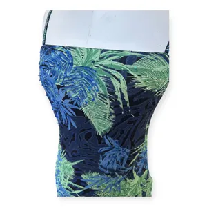 Vintage 90s Y2K Eva Blue Beaded Tropical Print Slip Dress S Fairycore Coquette thumbnail 3
