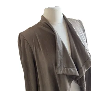 ABBELINE Jacket Womens Sz Large TanFaux Suede Draped Southwestern Bohemian thumbnail 2