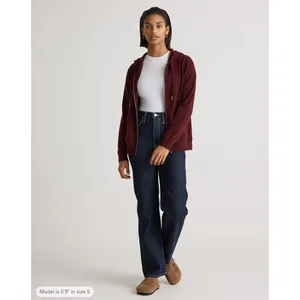 Quince Mongolian Cashmere Full Zip Hoodie Sweater Rich Burgundy Womens XS NWT thumbnail 5