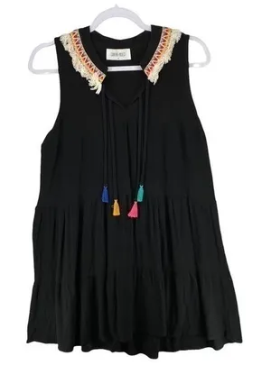 Current +‎ Project Sleeveless Tassel Dress Black thumbnail 1