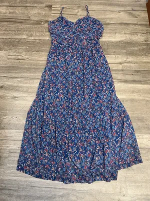 Wishlist Apparel Blue Floral Boho Maxi Dress Size L thumbnail 3