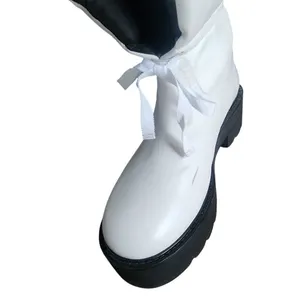 Stuart Weitzman‎ White Leather Platform Lug Sole Gorpcore Boot, 6.5 thumbnail 7