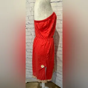 Heritage 1981 coral cotton strapless dress size large thumbnail 3