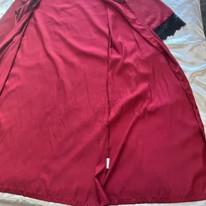 Satin Robe with Lace Trim Red Size M thumbnail 10