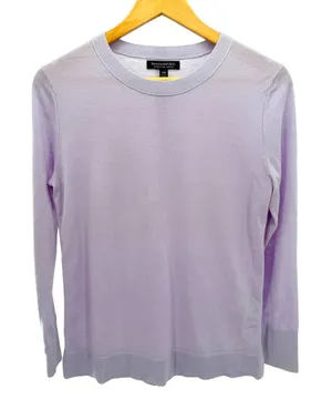 Banana Republic Extra Fine Merino Wool Sweater Lavender Purple Crewneck XS Flaw thumbnail 1
