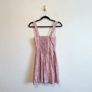 Reformation | Daria 100% Linen Basque Waist Floral Mini Dress in Rosin Pink thumbnail 5