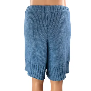 Free People FP Beach Blue Ribbed Knit High Rise Pull On Bermuda Shorts Size M thumbnail 3