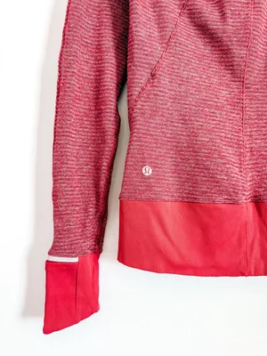 Lululemon Red Half Zip Pullover Thumbholes Athletic Top Size 6 thumbnail 6