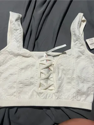 NWT Anthropologie ivory crop top xxs/xs thumbnail 3