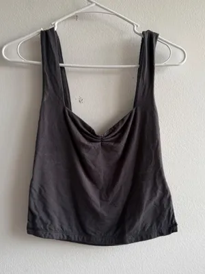 White Fox Charcoal Gray Modal Cowl Neck‎ Draped Tank Top Small 3162 thumbnail 1