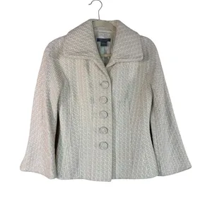 Ann Taylor Cream Wool Blend Blazer Jacket Womens 2 Retro Jackie O Classic Glam thumbnail 1