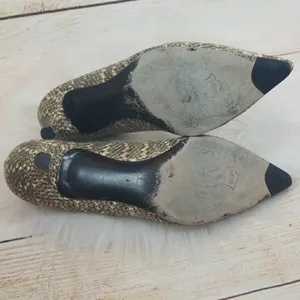 Stuart Weitzman point toe slip on animal snake print kitten heels sz 7 thumbnail 7