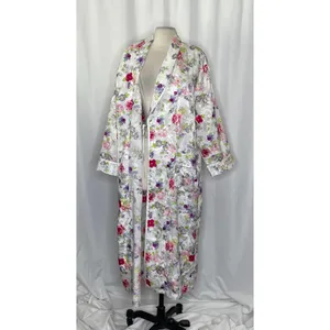 Vintage VICTORIA'S SECRET Gold Label Floral Jacquard Satin Robe Pockets‎ Small thumbnail 4