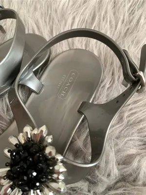 Coach Hilda Jelly Thong y2k Sandals in gray with beaded crystal thumbnail 2