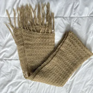 Womens Wrap Scarf Tasseled Fringe Beige Soft Fringe Winter Fall Wool‎ Romantic thumbnail 1