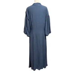 Mare Mare x Anthropologie Size L Button Front Maxi Dress Dusty Blue Pockets thumbnail 3