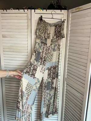 ILLA ILLA Patchwork Boho Off-Shoulder Wide Leg Jumpsuit Size Small thumbnail 3