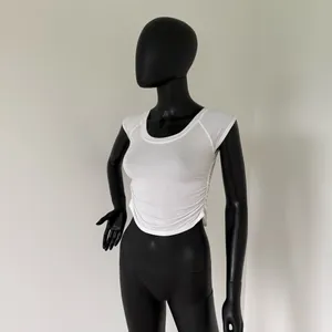 Slim Top T-Shirt Short Sleeve Top Tee Blouse Slim Fit Top Shirt Cropped Top Casual thumbnail 2