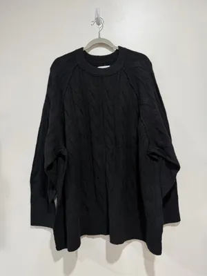 Aerie Black Cable Knit Oversized Sweater Size XXL NWT thumbnail 2