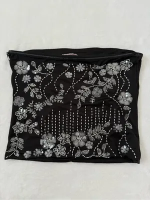 Faded Rose Black Beaded Sequin Tube Top M NWT Fairy Goth Y2K Party thumbnail 3