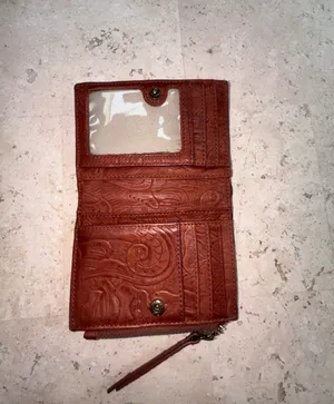American Leather Co. Embossed Leather Small Wallet Brown thumbnail 3